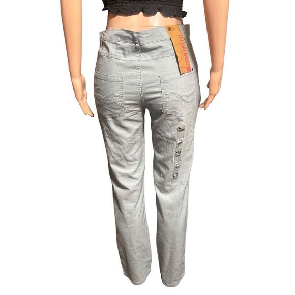 Comfort fit Women's gray mid rise straight leg pant size L/40 - Picture 2 of 8